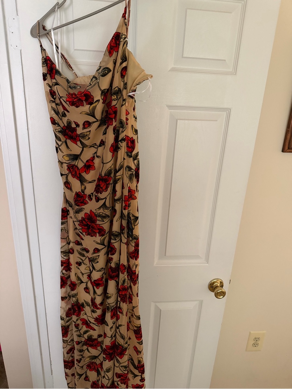 Lulu's Cream Maxi Dress with Red Rose Print - Picture 2 of 4